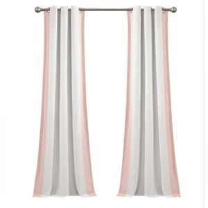 Lush Decor Block Border 100% Lined Grommet Balckout Panel White/Blush